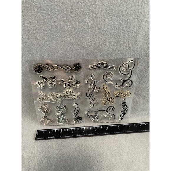 Scrappy Cat LLC Designer & Botanical Flourishes Clear Stamps Set Crafting Decora - Picture 5 of 6